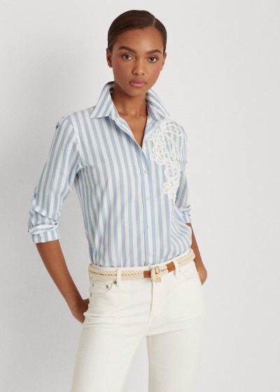 Camisa Ralph Lauren Striped Algodão Mulher 47658-XZCU